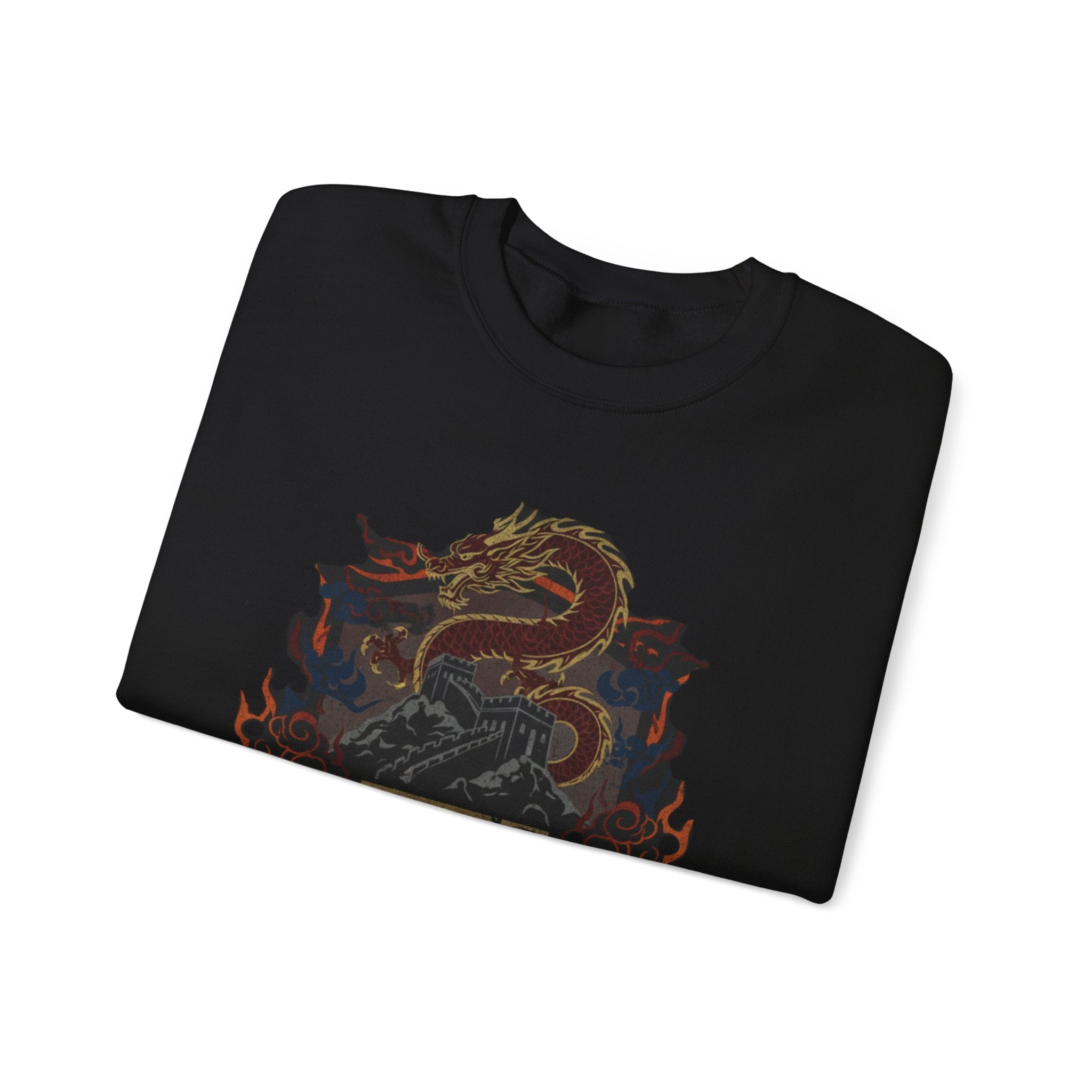 Dragon Crest Crewneck Sweatshirt — Asian Calligraphy Emblem