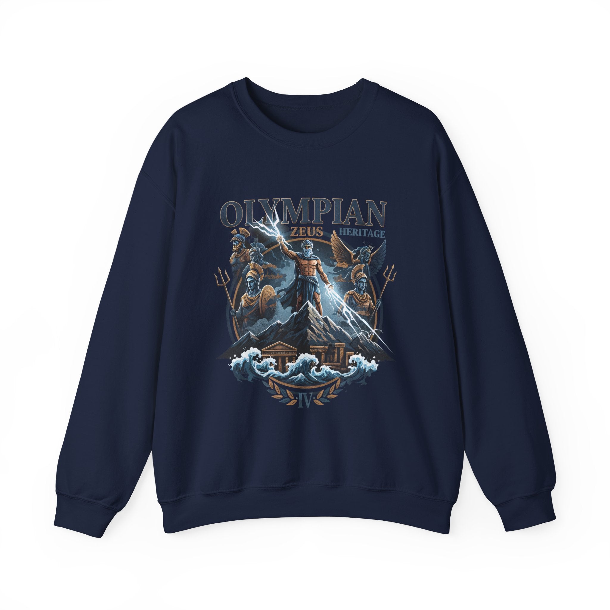 Olympian Heritage Crewneck Sweatshirt — Zeus & Mythology Graphic