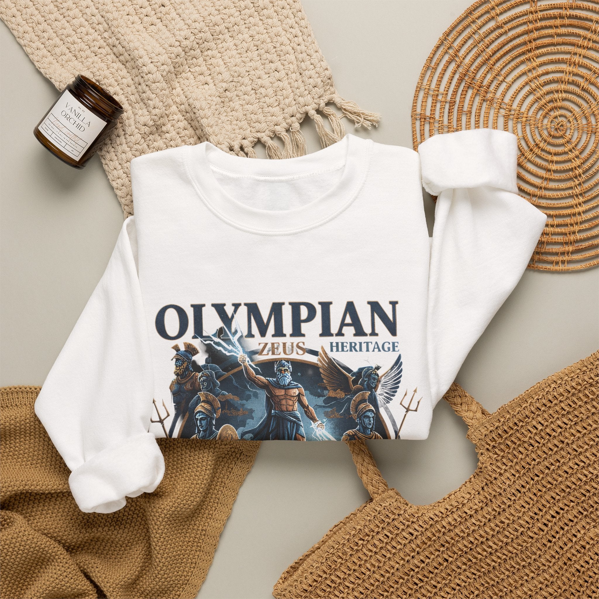 Olympian Heritage Crewneck Sweatshirt — Zeus & Mythology Graphic