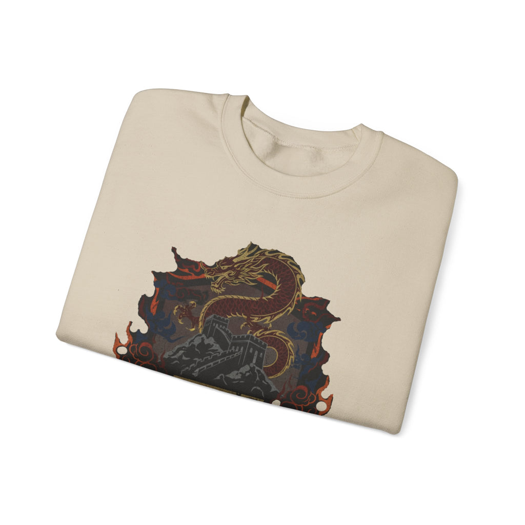 Dragon Crest Crewneck Sweatshirt — Asian Calligraphy Emblem