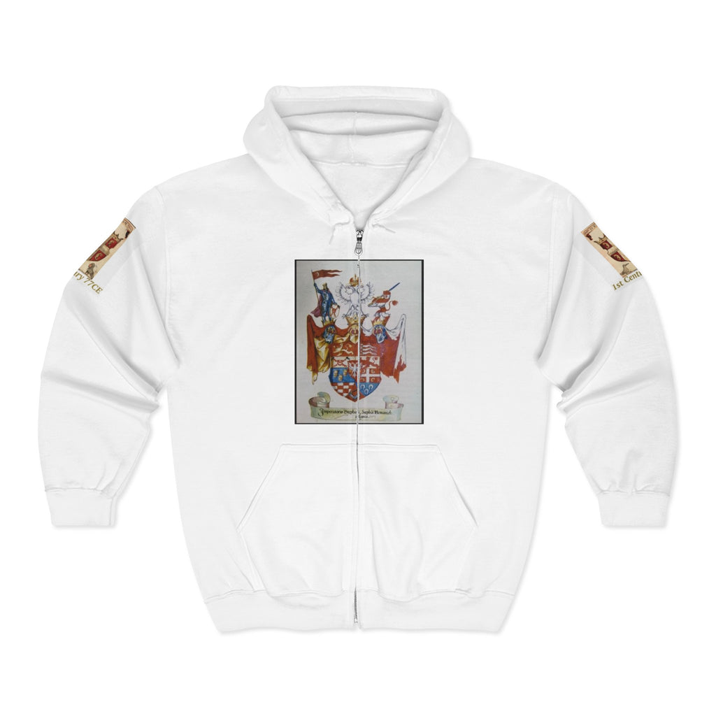 Full-Zip Hoodie with Serbian Historical Coat of Arms & Cyrillic Hero Design