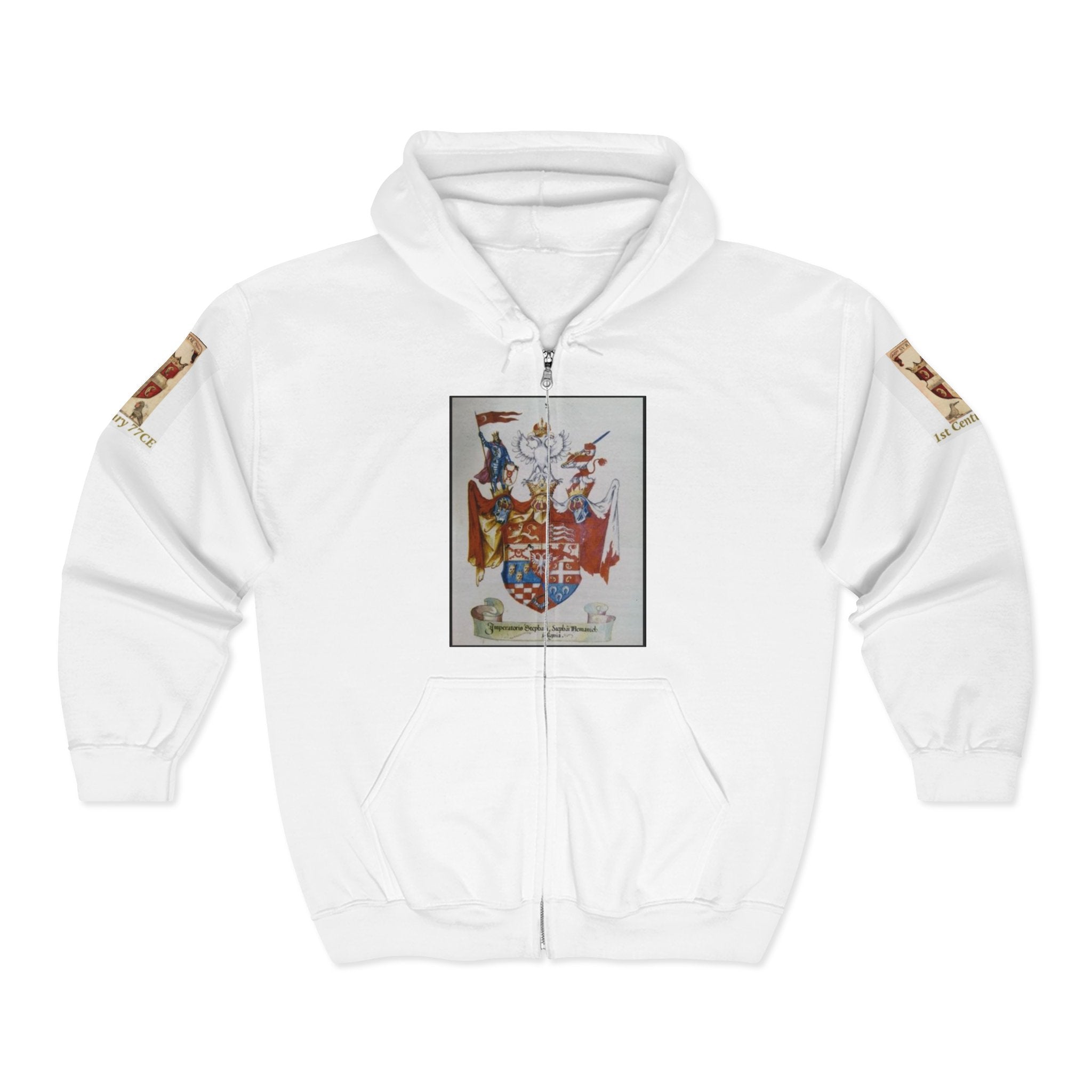 Full-Zip Hoodie with Serbian Historical Coat of Arms & Cyrillic Hero Design
