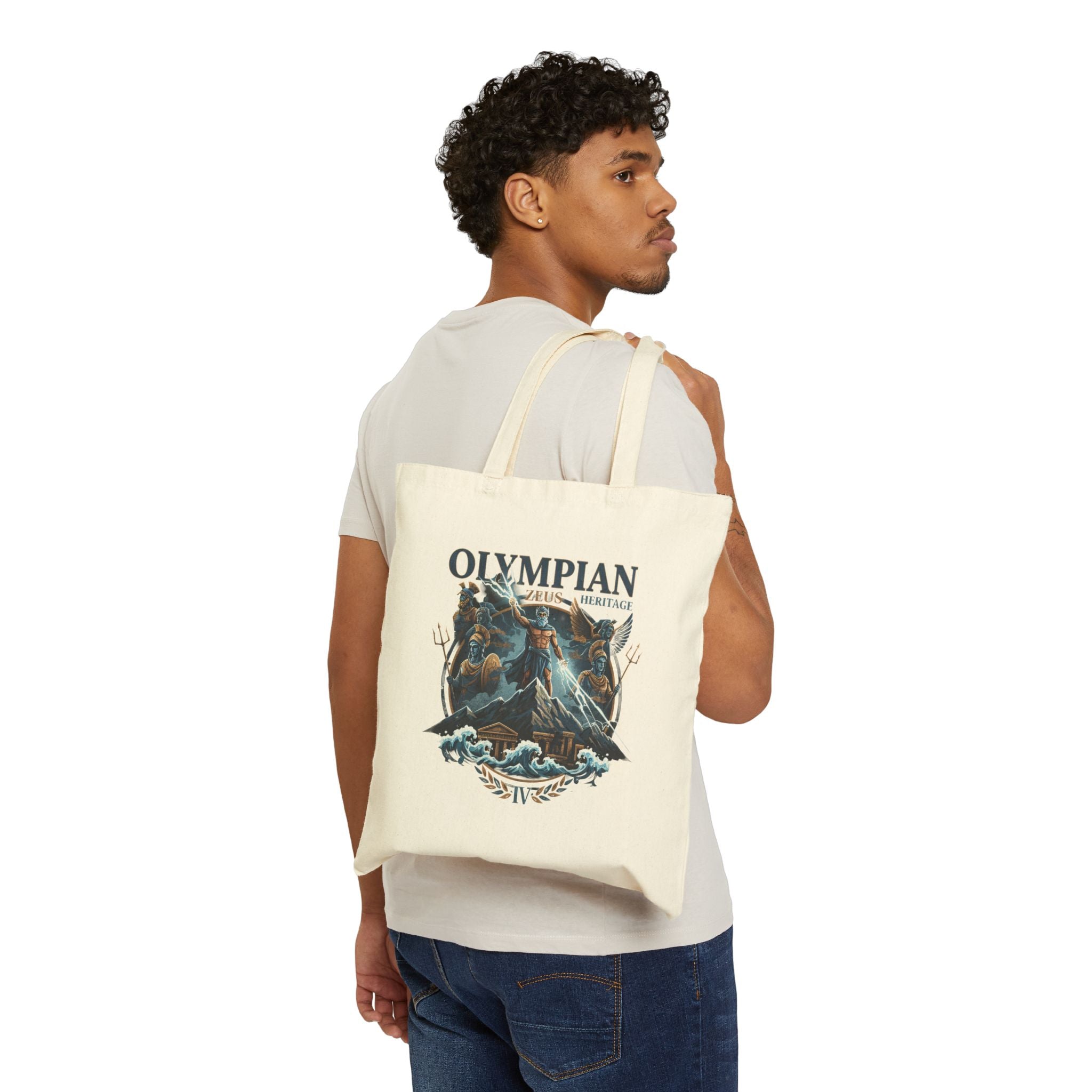 Olympian Heritage IV Canvas Tote — Mythic Warrior Graphic Cotton Bag
