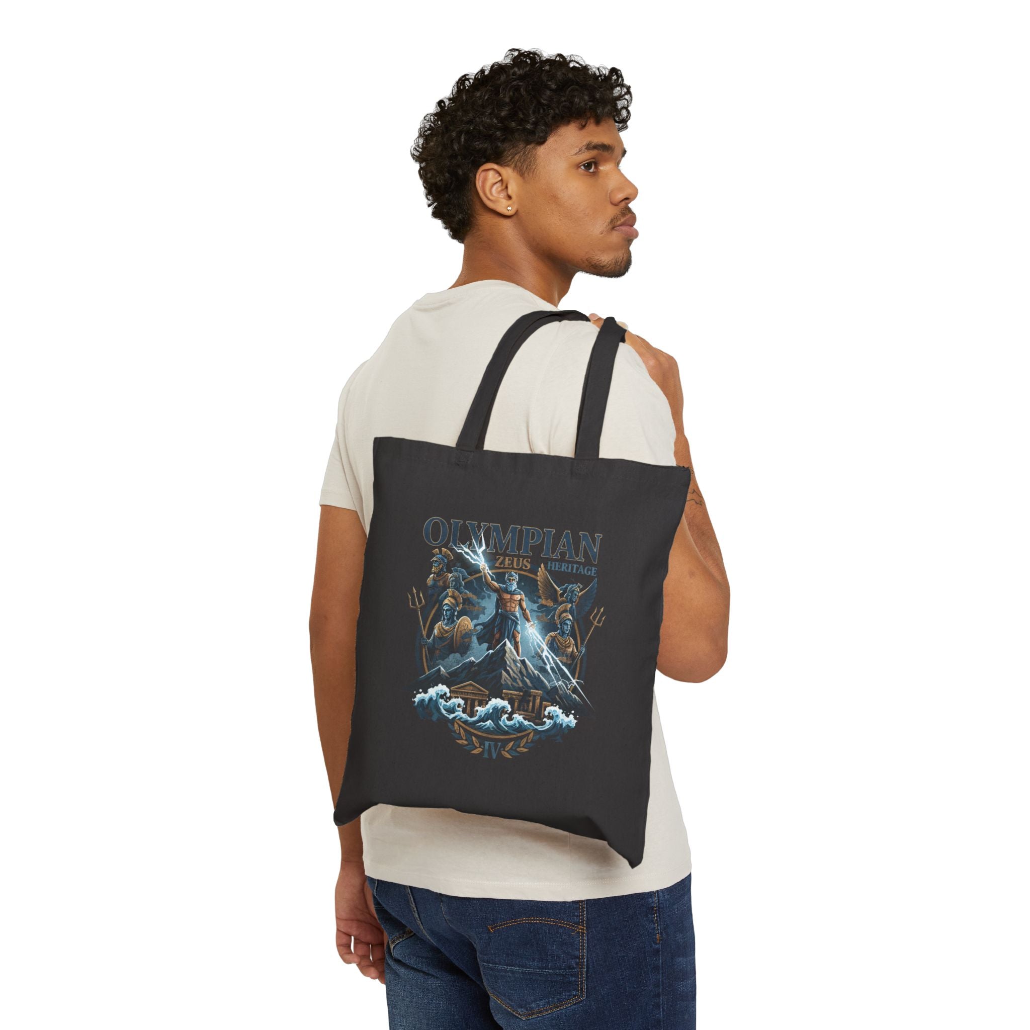Olympian Heritage IV Canvas Tote — Mythic Warrior Graphic Cotton Bag