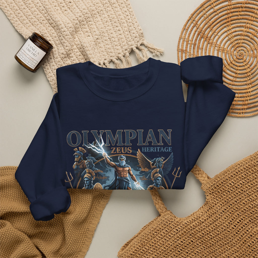 Olympian Heritage Crewneck Sweatshirt — Zeus & Mythology Graphic