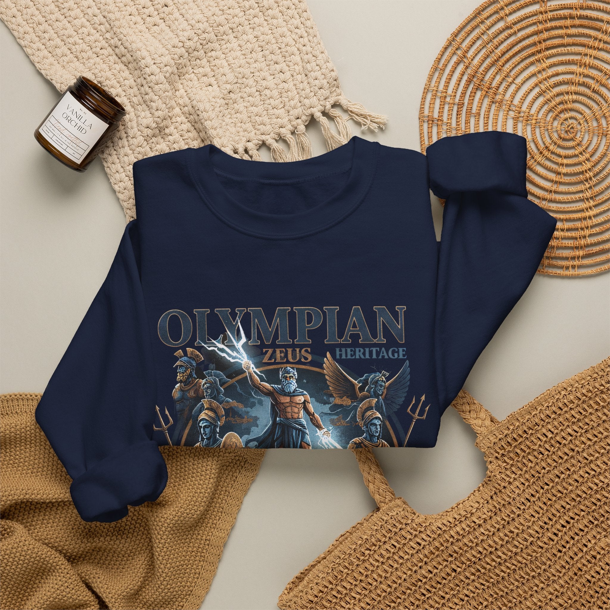 Olympian Heritage Crewneck Sweatshirt — Zeus & Mythology Graphic