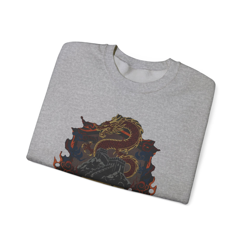 Dragon Crest Crewneck Sweatshirt — Asian Calligraphy Emblem