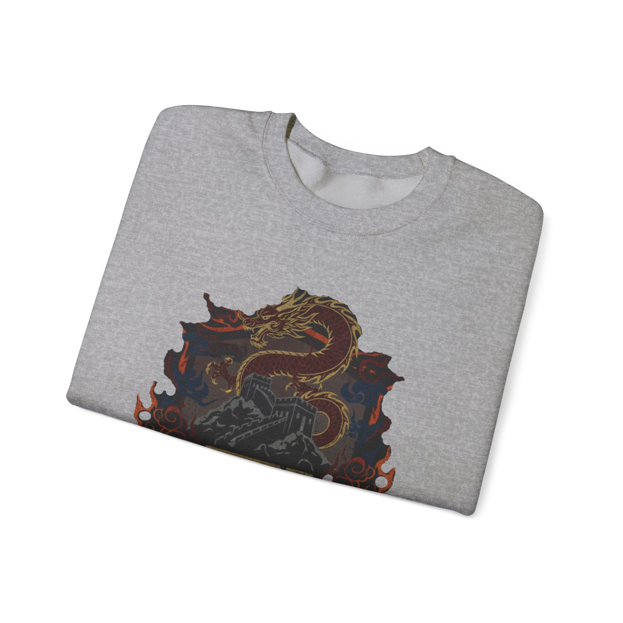 Dragon Crest Crewneck Sweatshirt — Asian Calligraphy Emblem