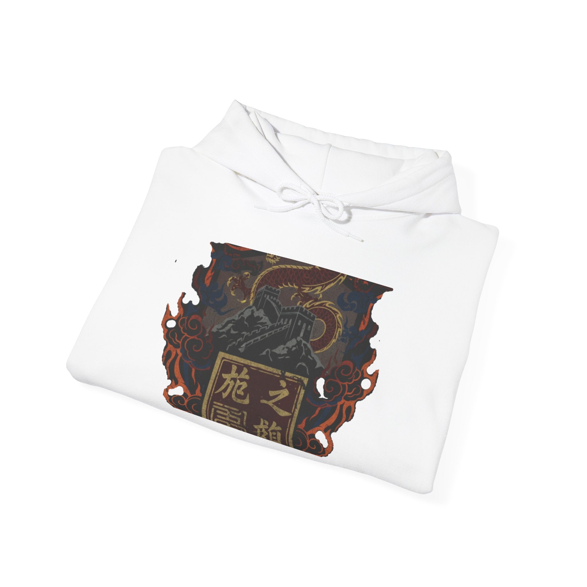 Dragon Crest Hoodie — Vintage Asian-Inspired Kanji Design
