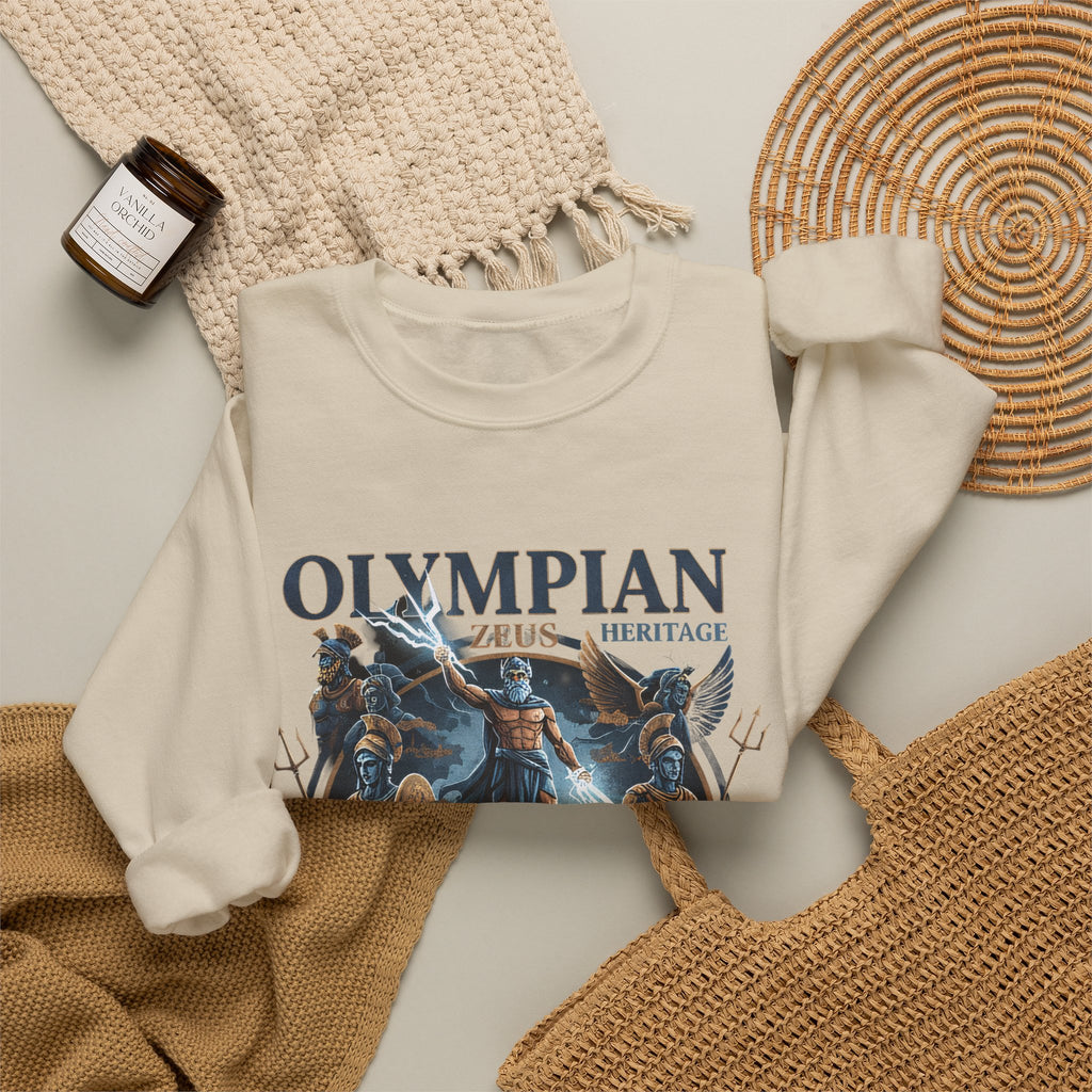 Olympian Heritage Crewneck Sweatshirt — Zeus & Mythology Graphic