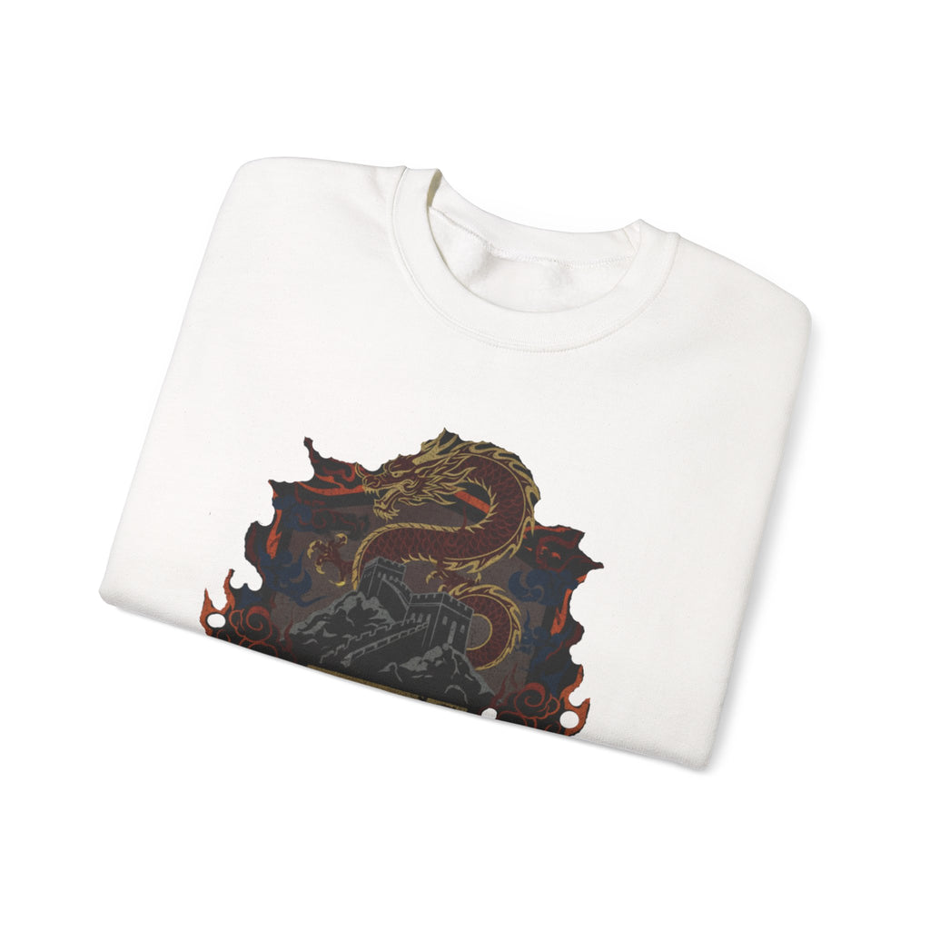 Dragon Crest Crewneck Sweatshirt — Asian Calligraphy Emblem