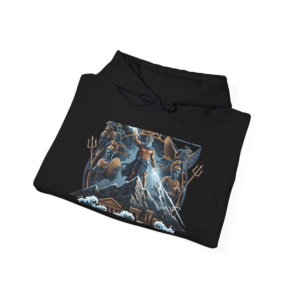 Viking Storm God Hoodie — Norse Thor Poseidon Trident Mythic Sweatshirt