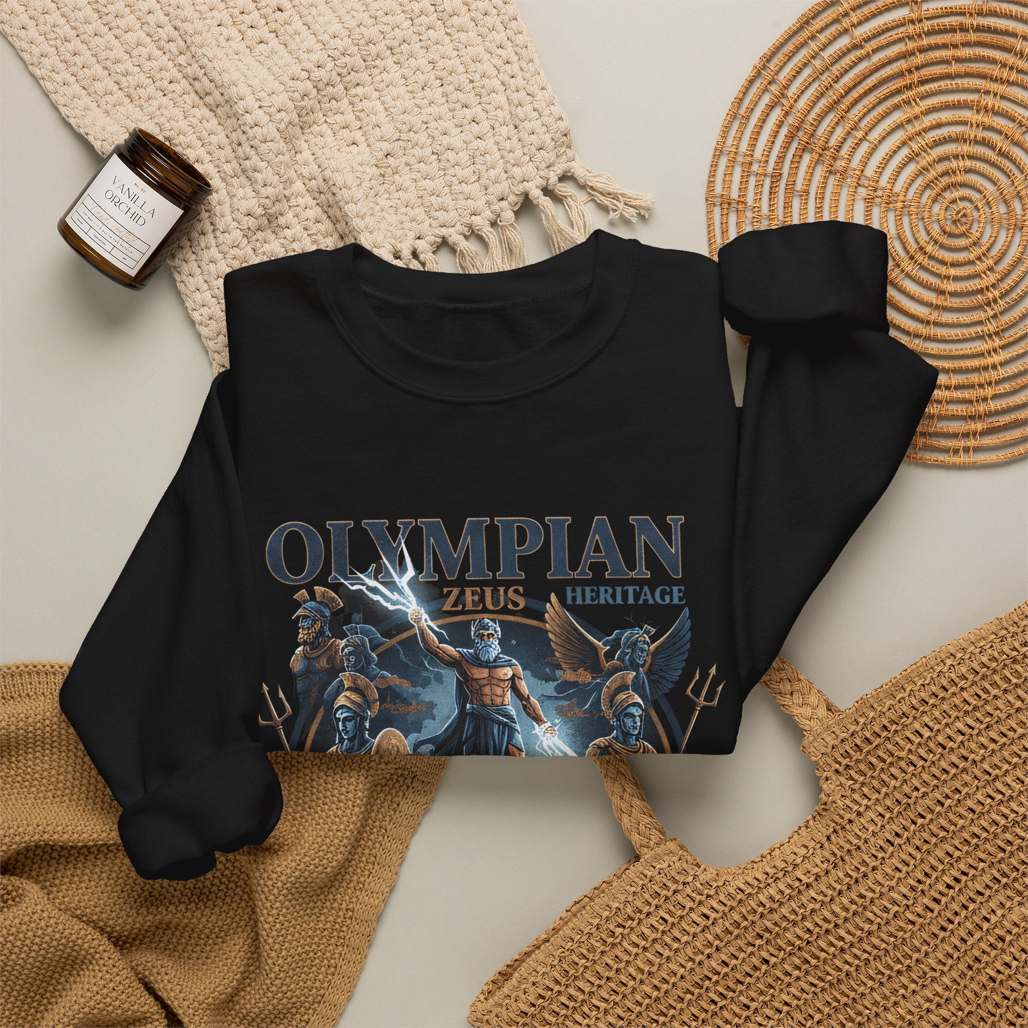 Olympian Heritage Crewneck Sweatshirt — Zeus & Mythology Graphic