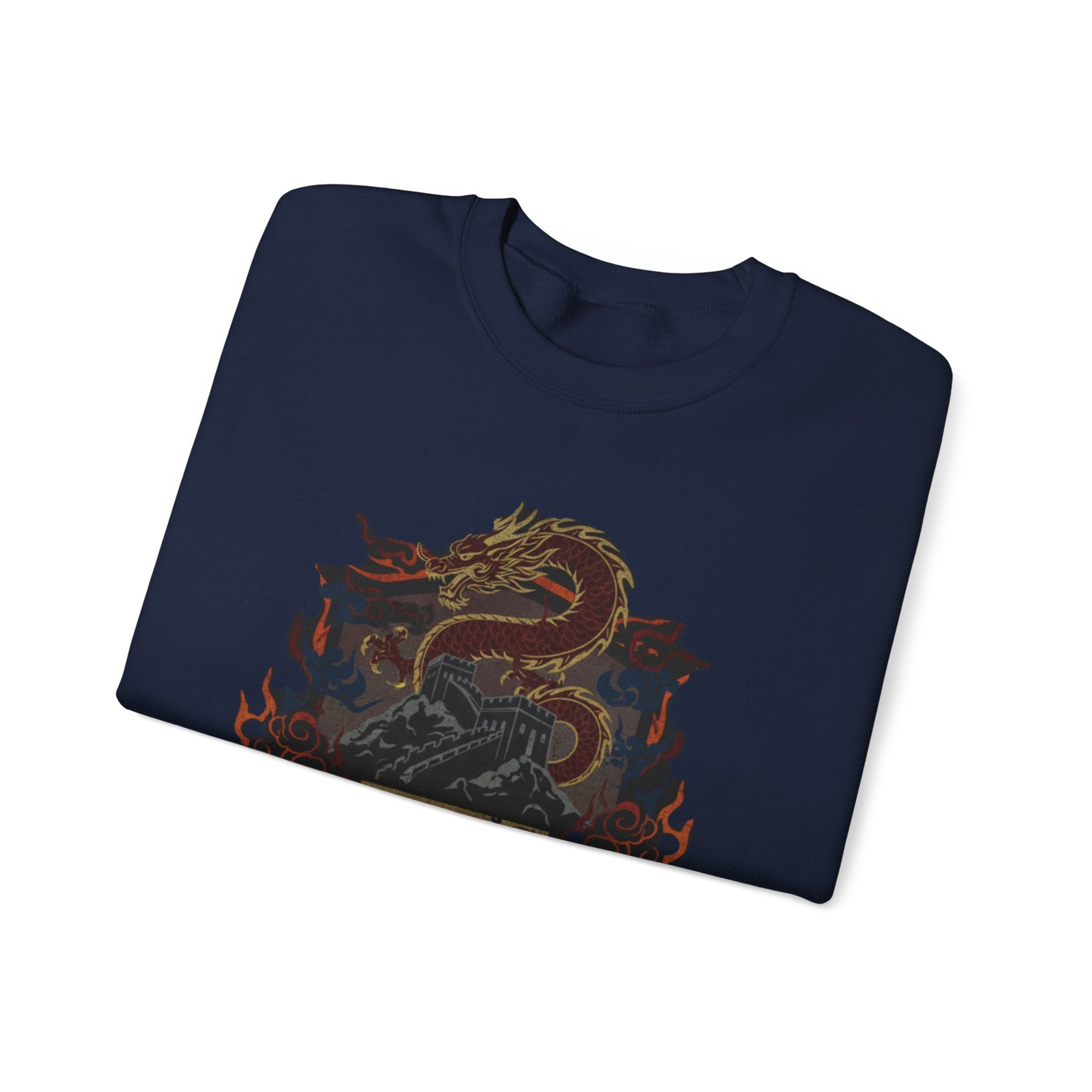 Dragon Crest Crewneck Sweatshirt — Asian Calligraphy Emblem